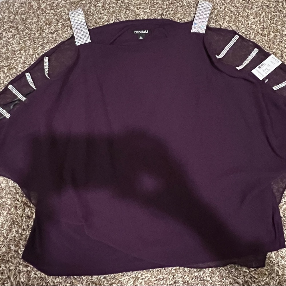 Roz & Ali Purple Poncho Cold Shoulder Top